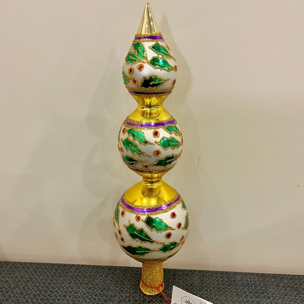 Christopher Radko Retired‎ Vintage Extremely Rare HOLLY RIBBONS FINIAL 1993